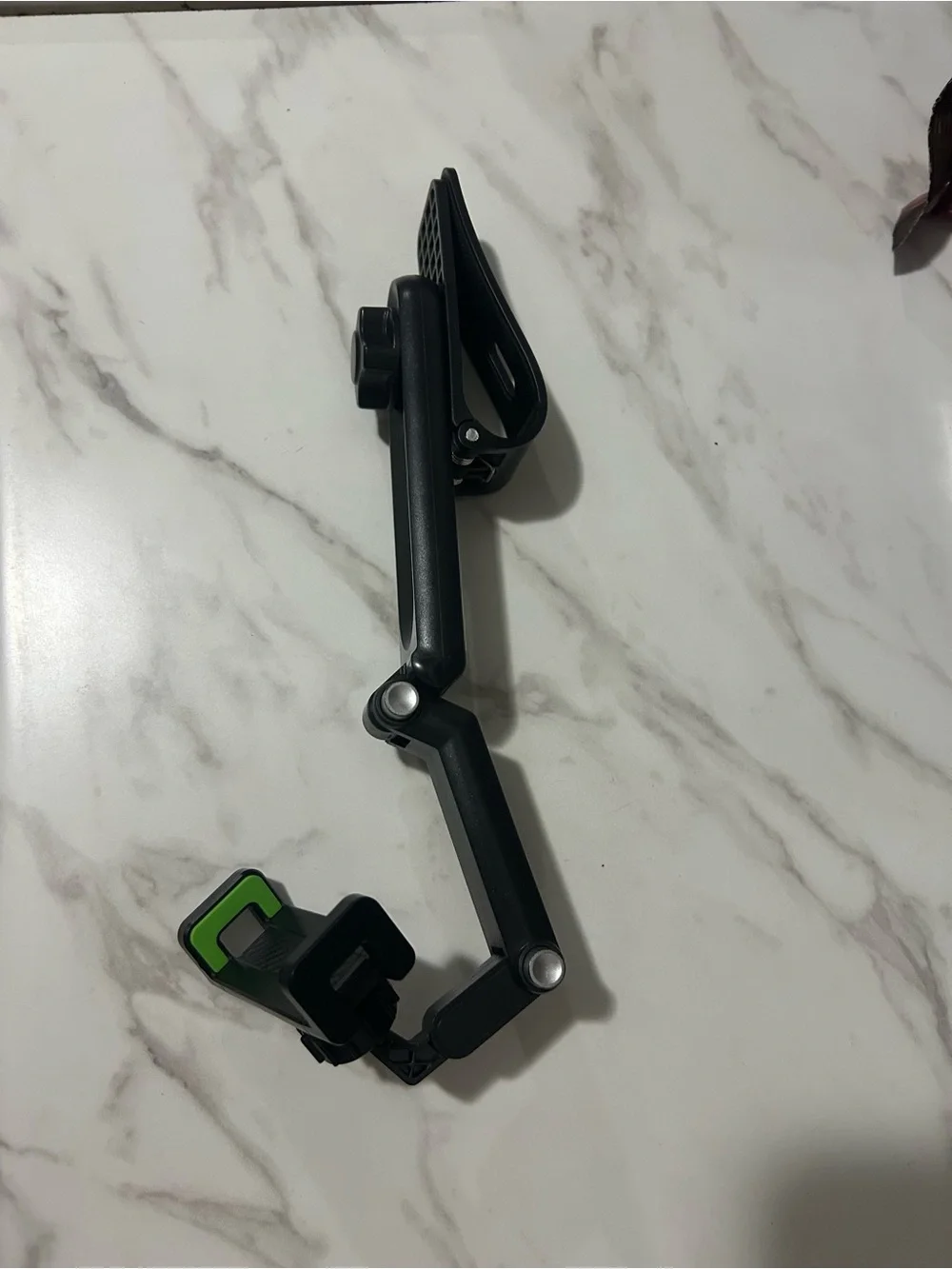 Adjustable Black VR/AR Headset Accessory Mount with Green Accent